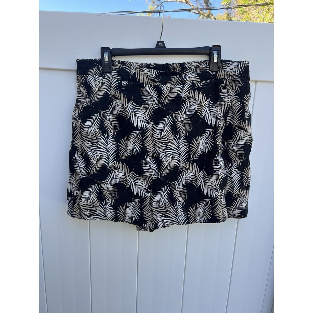 Ellen Tracy Womenโs Floral Print Linen Blend Skort Pull On Elastic Waist Sz L
